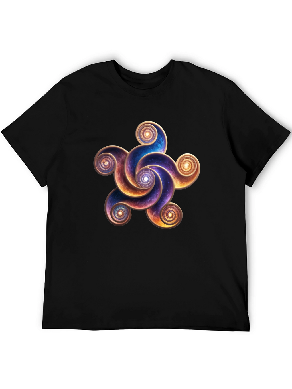 Cosmic Spiral Design Black T-Shirt