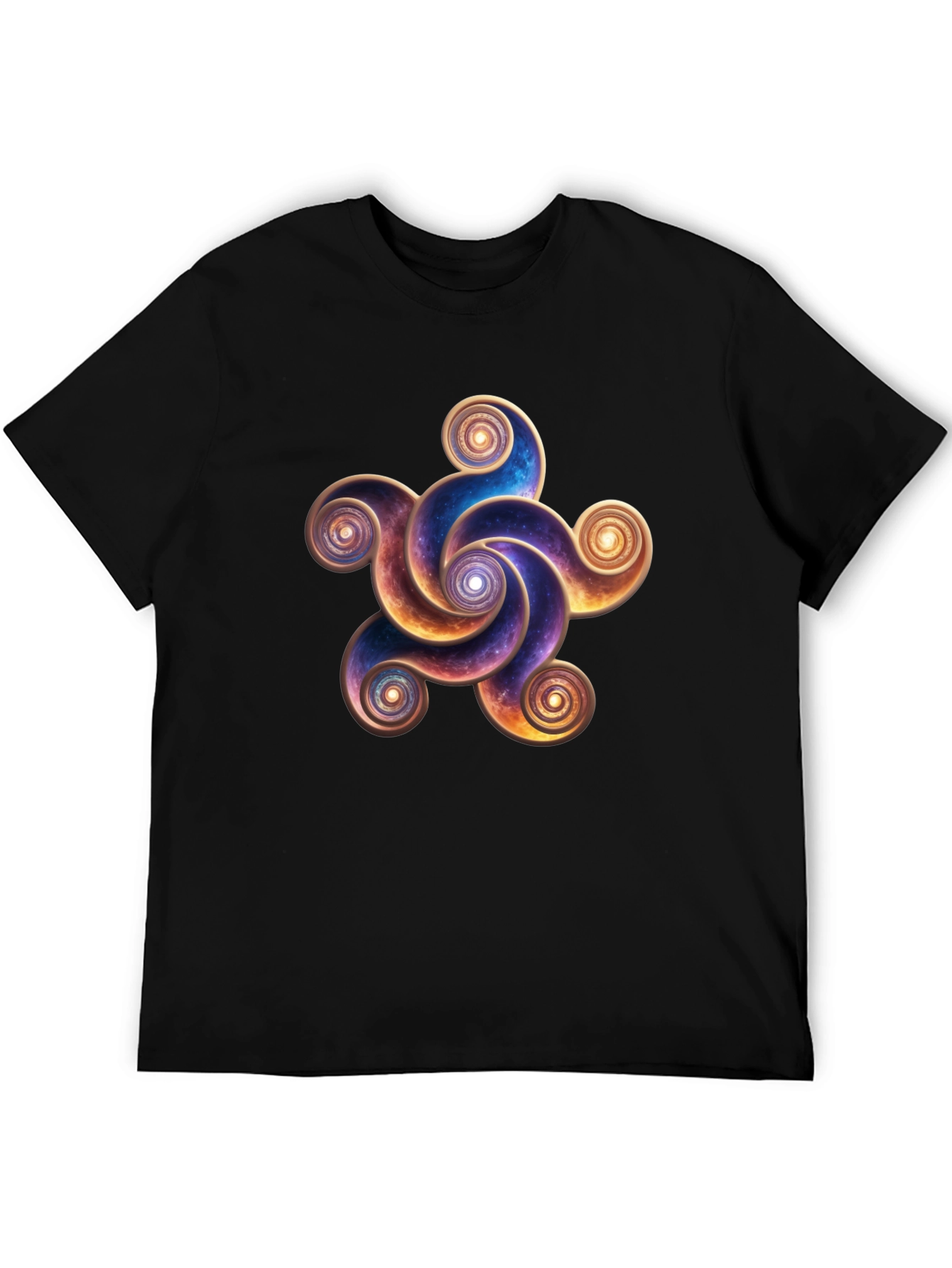 Cosmic Spiral Design Black T-Shirt