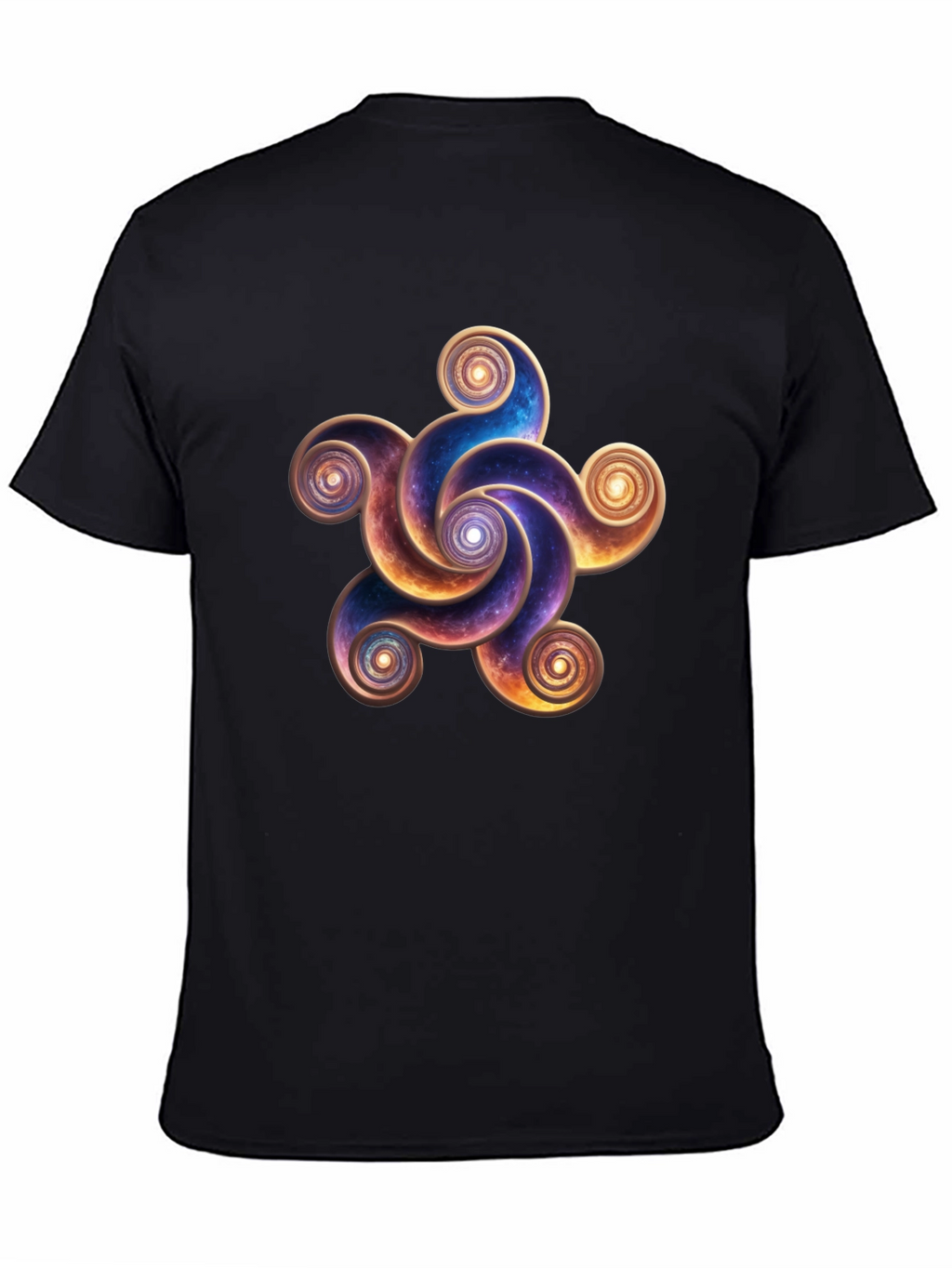 Cosmic Spiral Design Black T-Shirt
