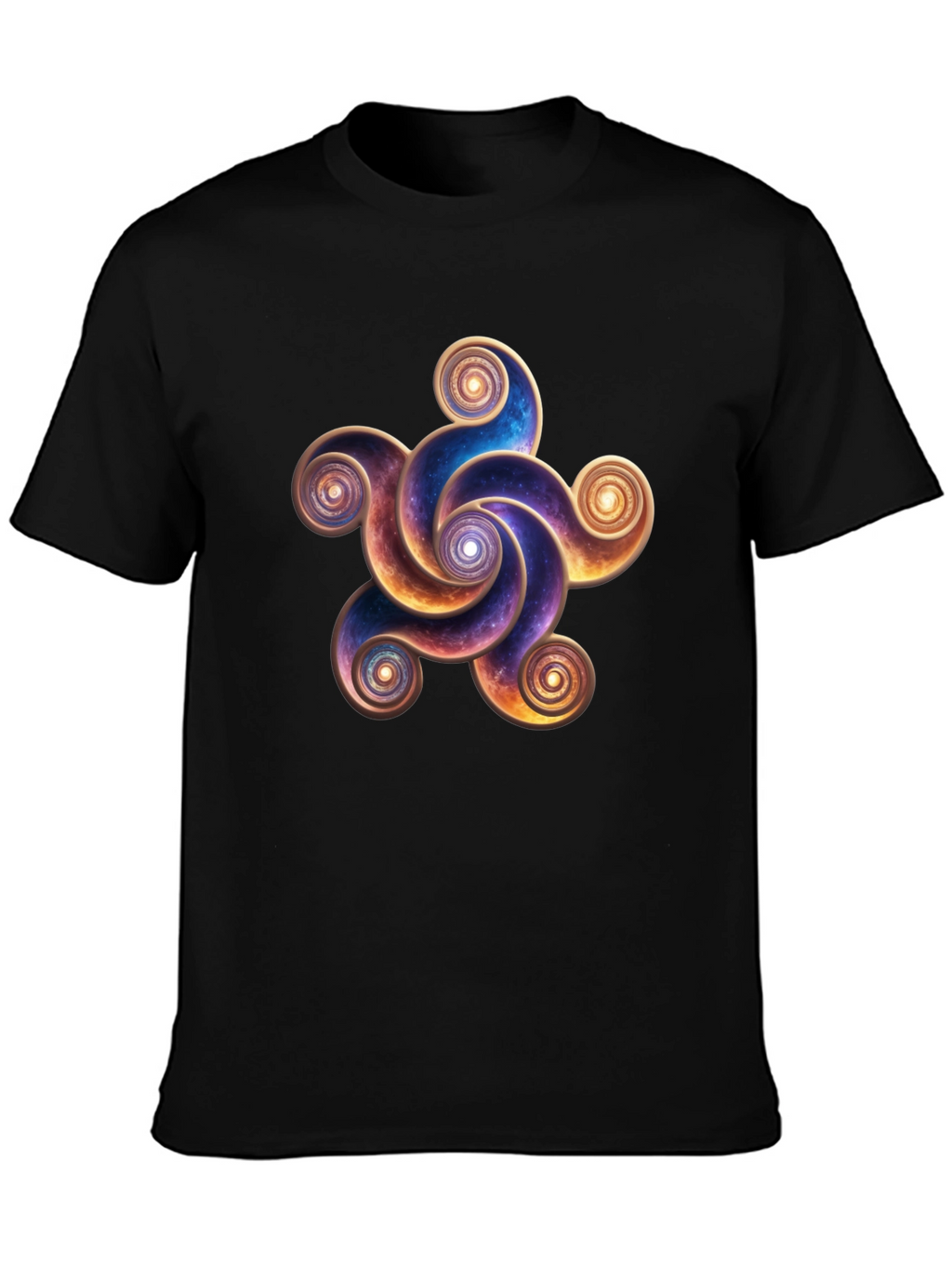 Cosmic Spiral Design Black T-Shirt