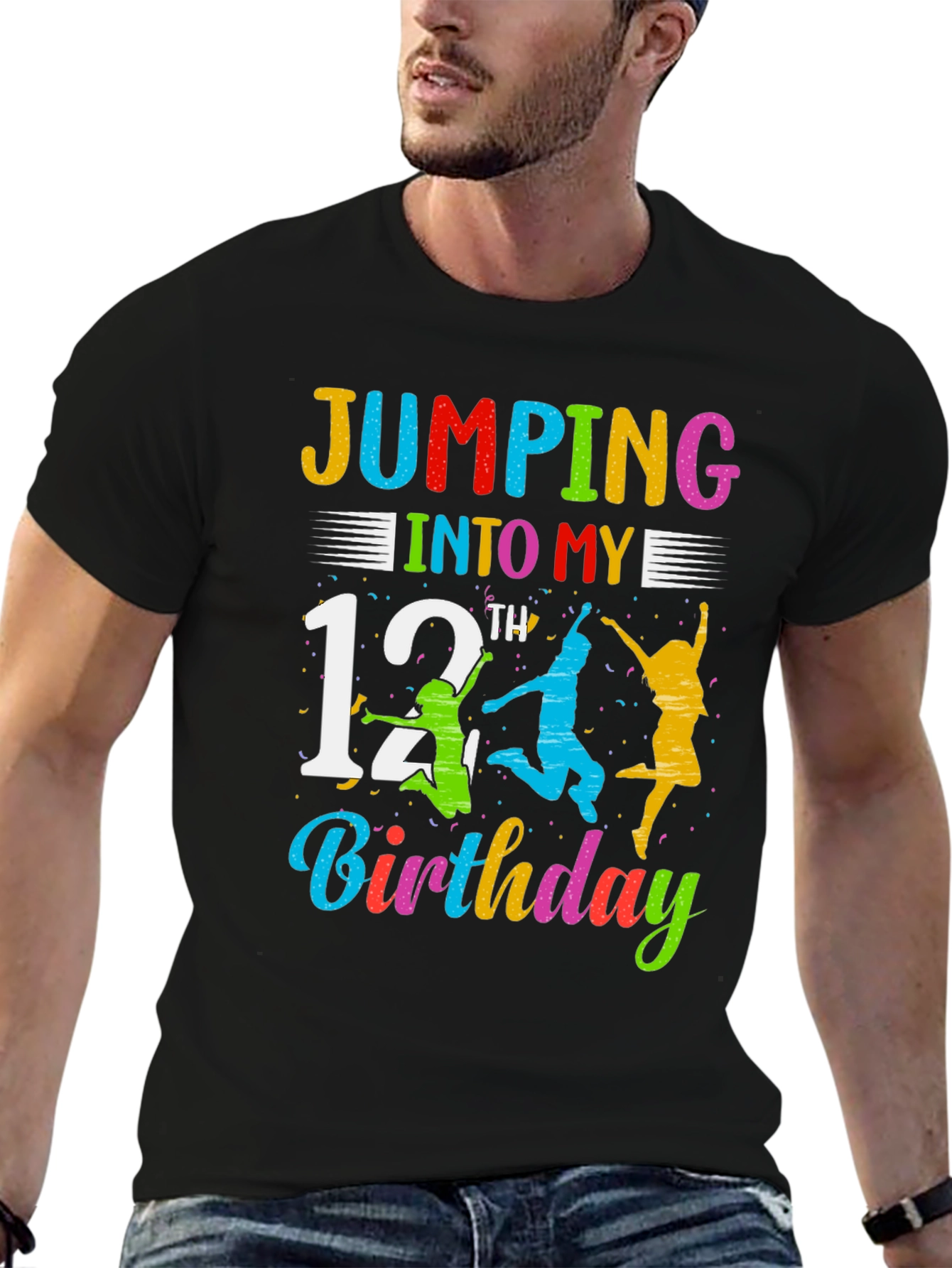 Jumping Into My 12th Birthday Black T-Shirt