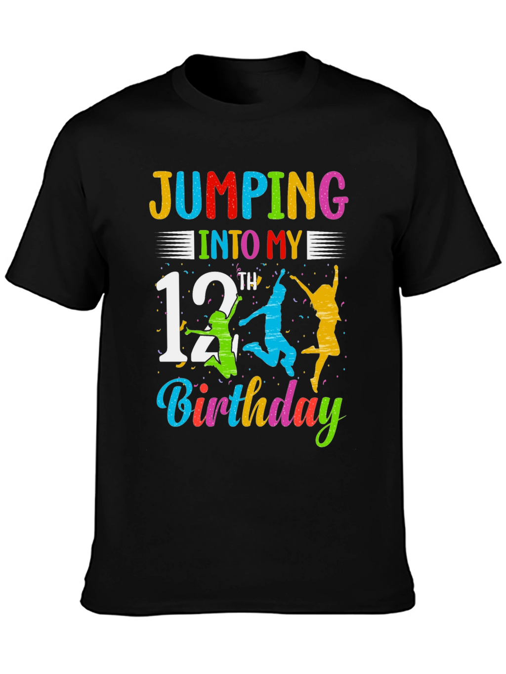 Jumping Into My 12th Birthday Black T-Shirt