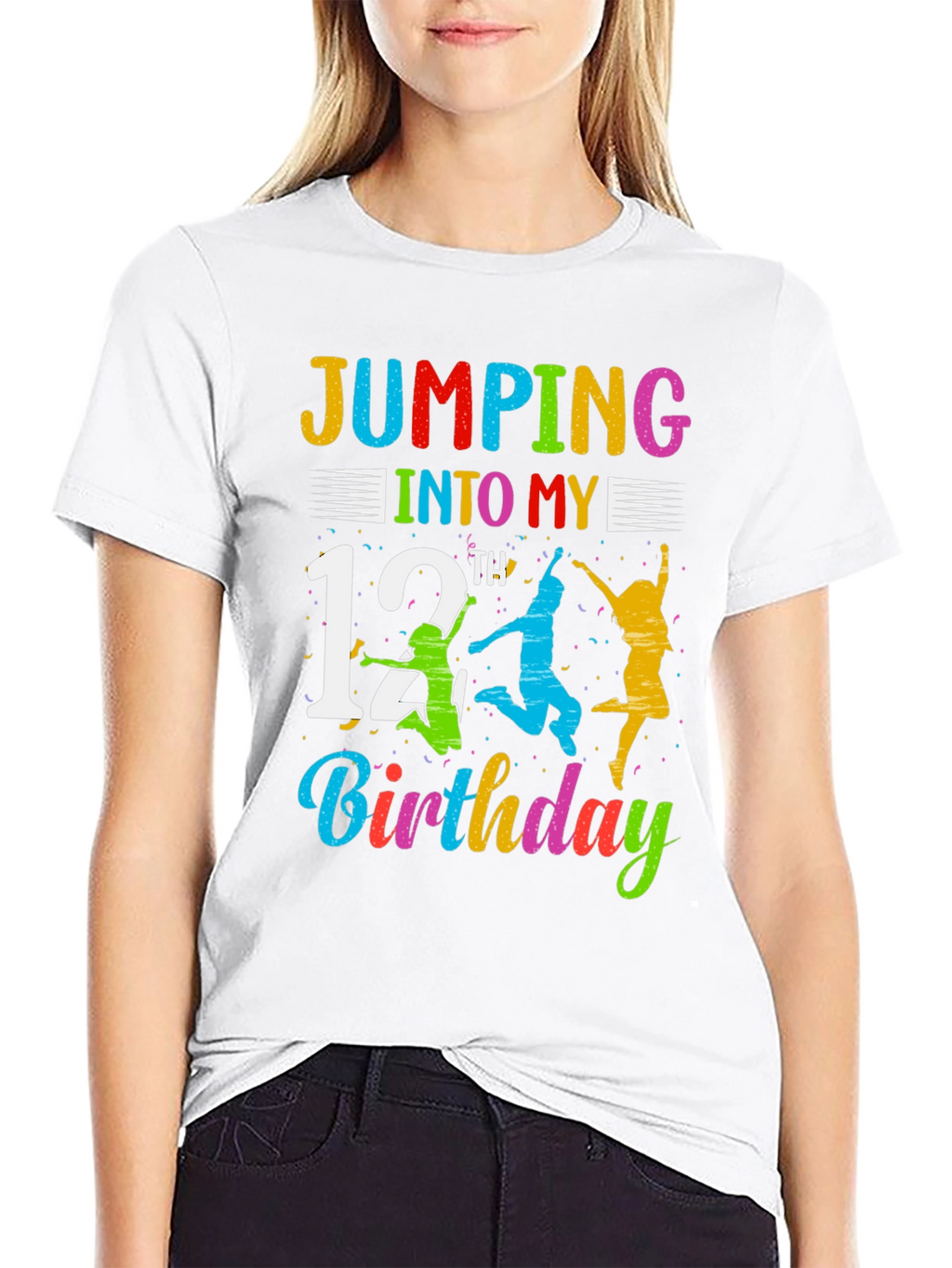 Jumping Into My 12th Birthday Black T-Shirt