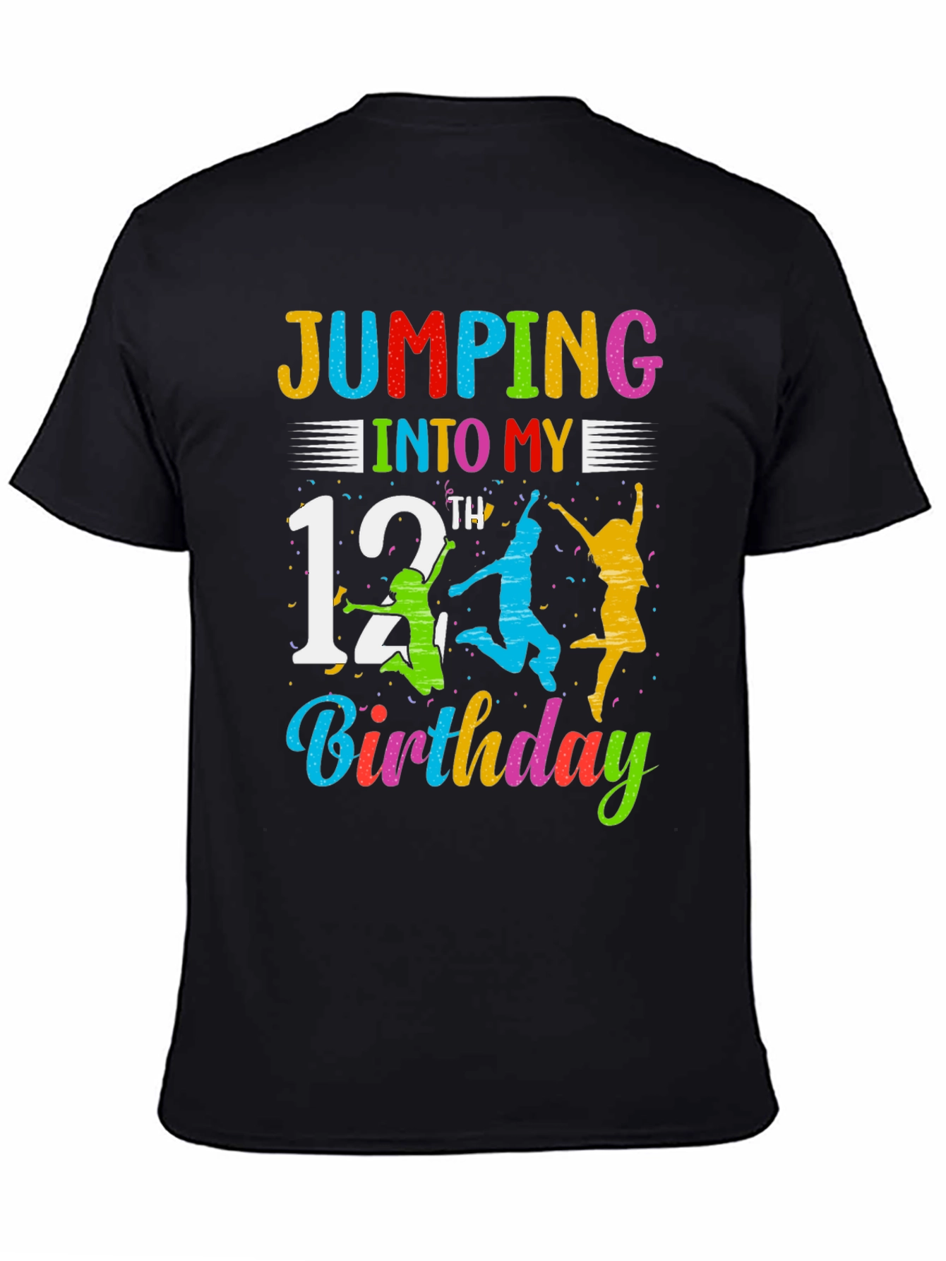 Jumping Into My 12th Birthday Black T-Shirt