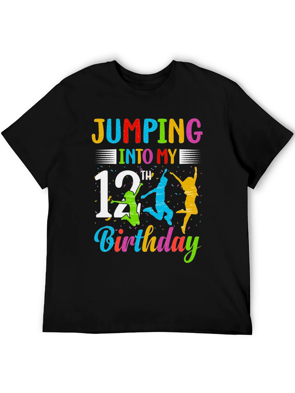 Jumping Into My 12th Birthday Black T-Shirt