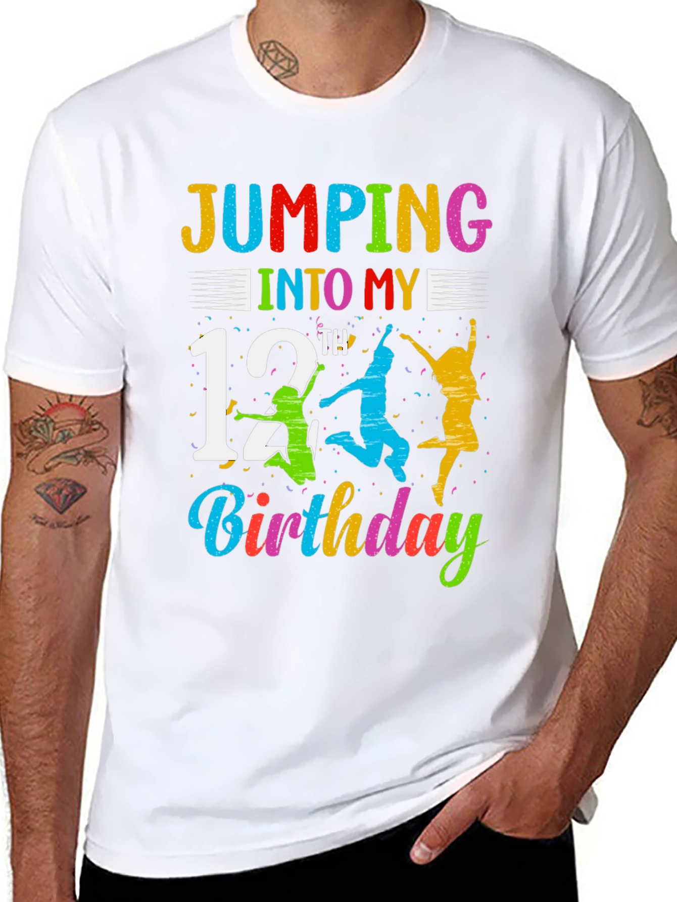 Jumping Into My 12th Birthday Black T-Shirt