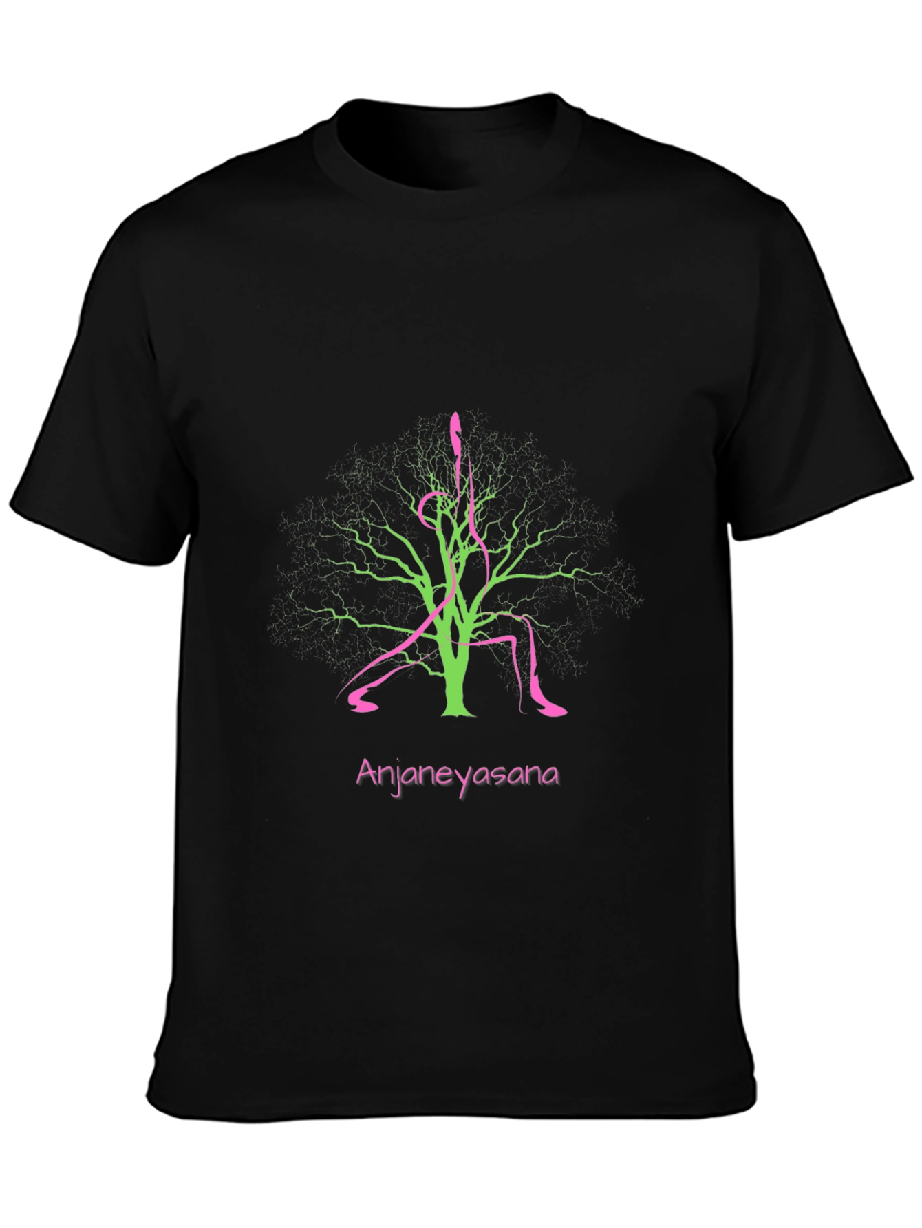 Anjaneyasana Yoga Tree Black T-Shirt