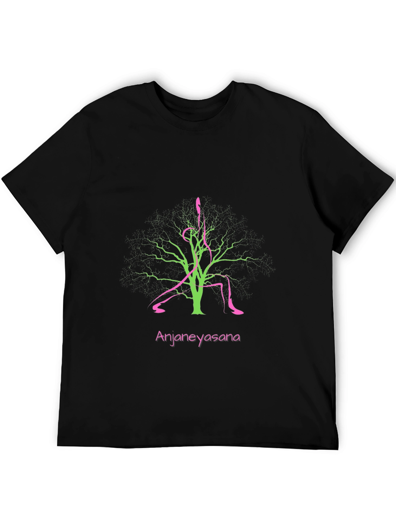 Anjaneyasana Yoga Tree Black T-Shirt