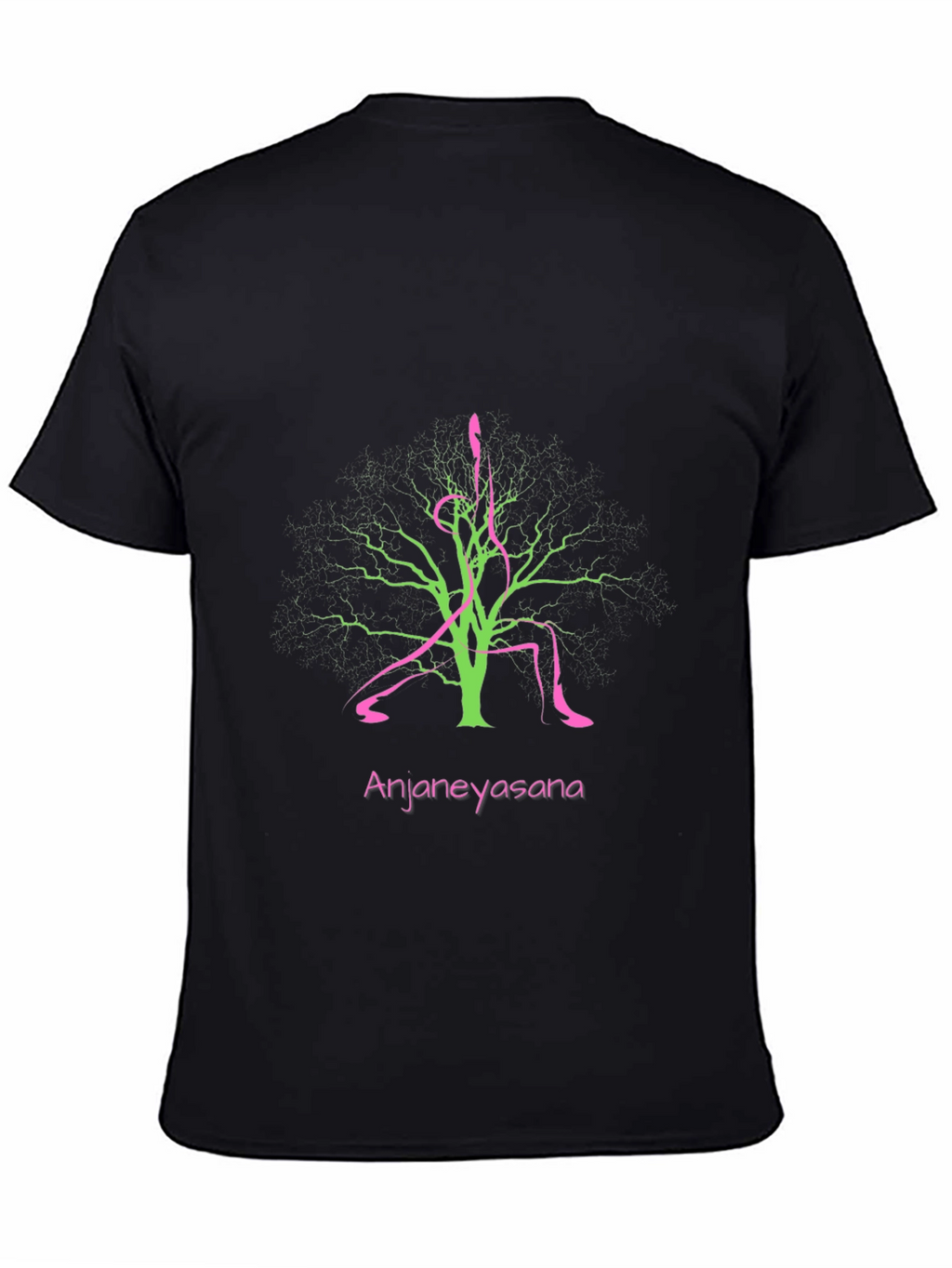 Anjaneyasana Yoga Tree Black T-Shirt