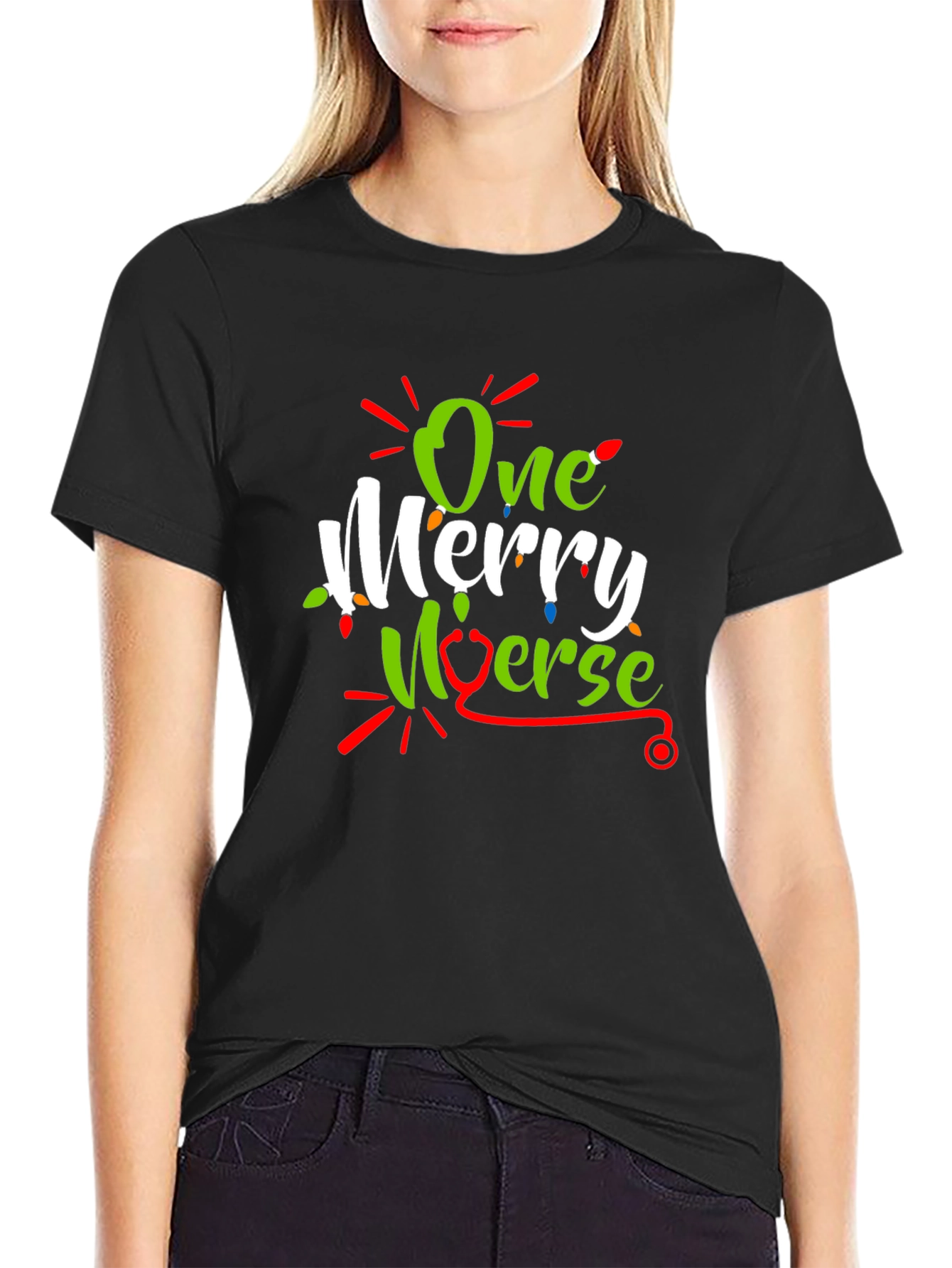 One Merry Nurse Christmas Graphic T-Shirt