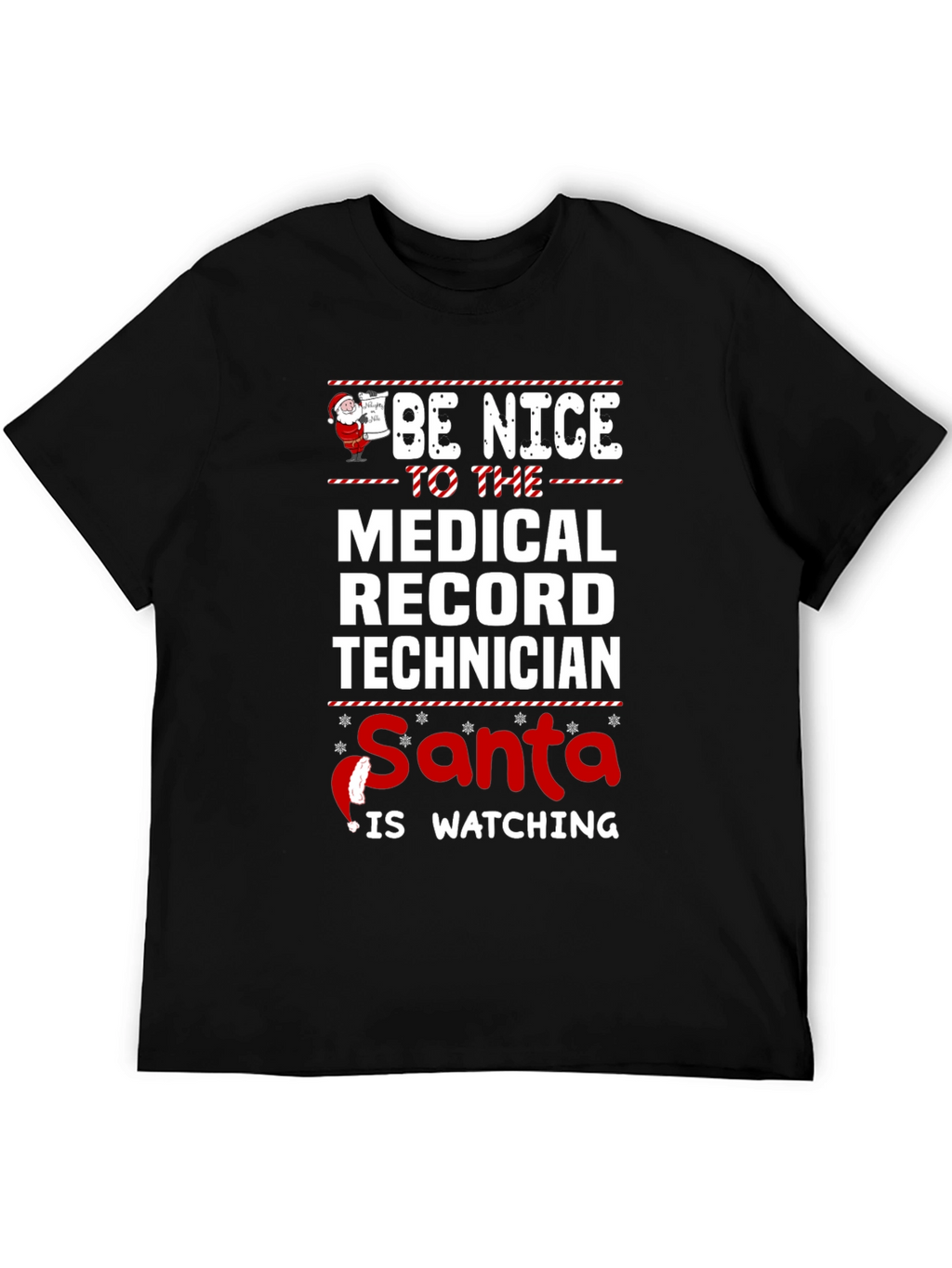 Medical Record Tech Santa Watching T-Shirt