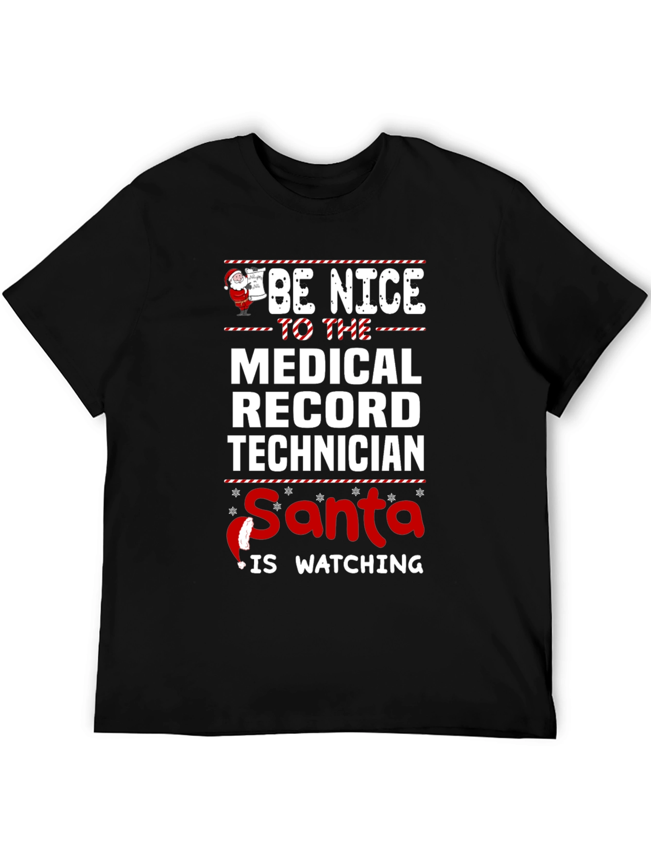 Medical Record Tech Santa Watching T-Shirt