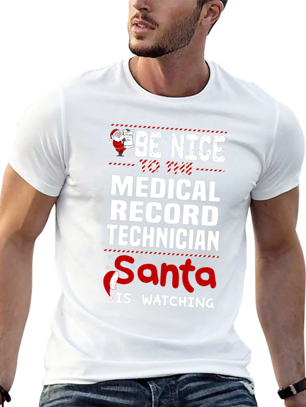 Medical Record Tech Santa Watching T-Shirt