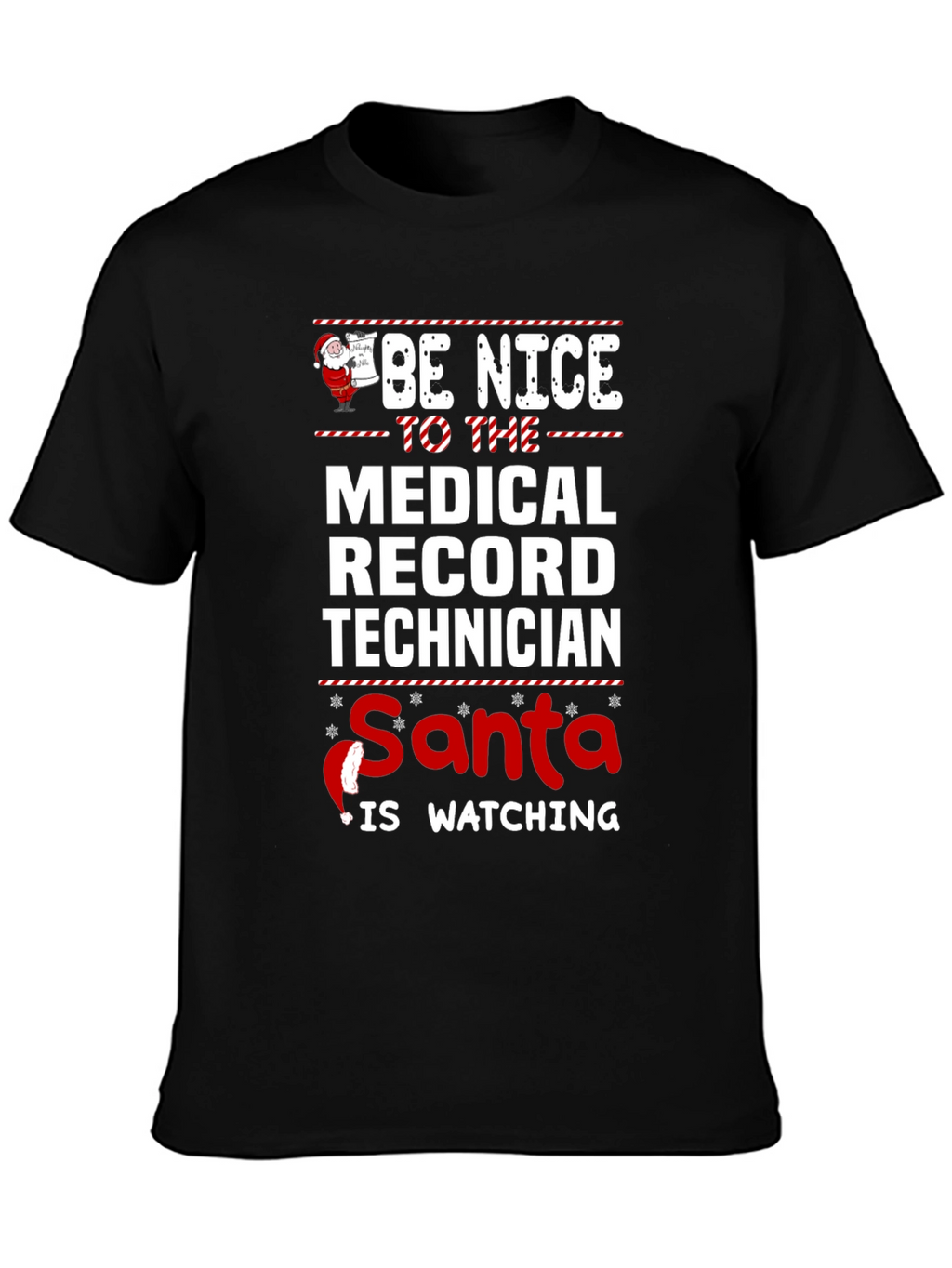 Medical Record Tech Santa Watching T-Shirt