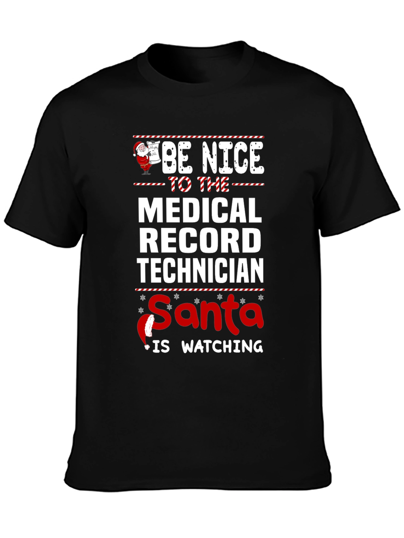 Medical Record Tech Santa Watching T-Shirt