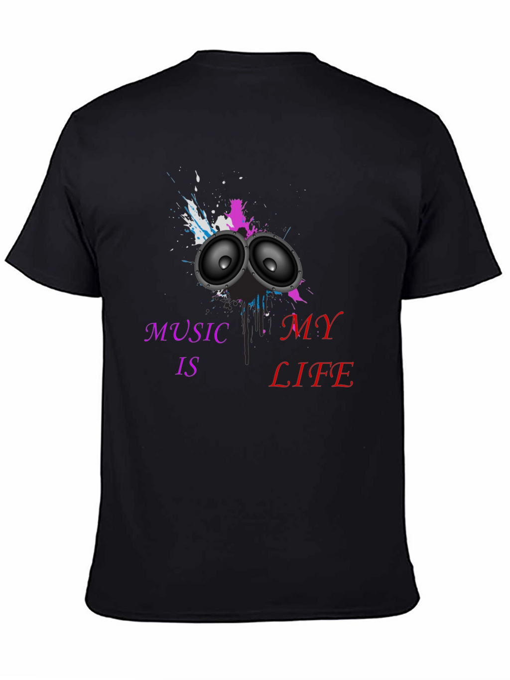 Music is My Life Black Graphic Tee
