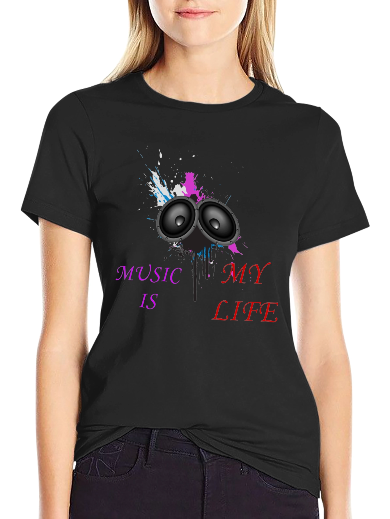 Music is My Life Black Graphic Tee