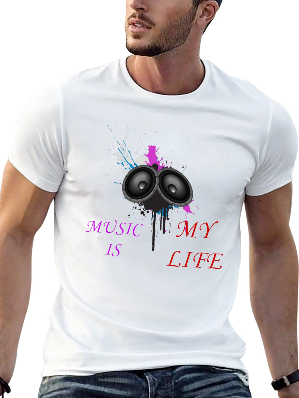 Music is My Life Black Graphic Tee