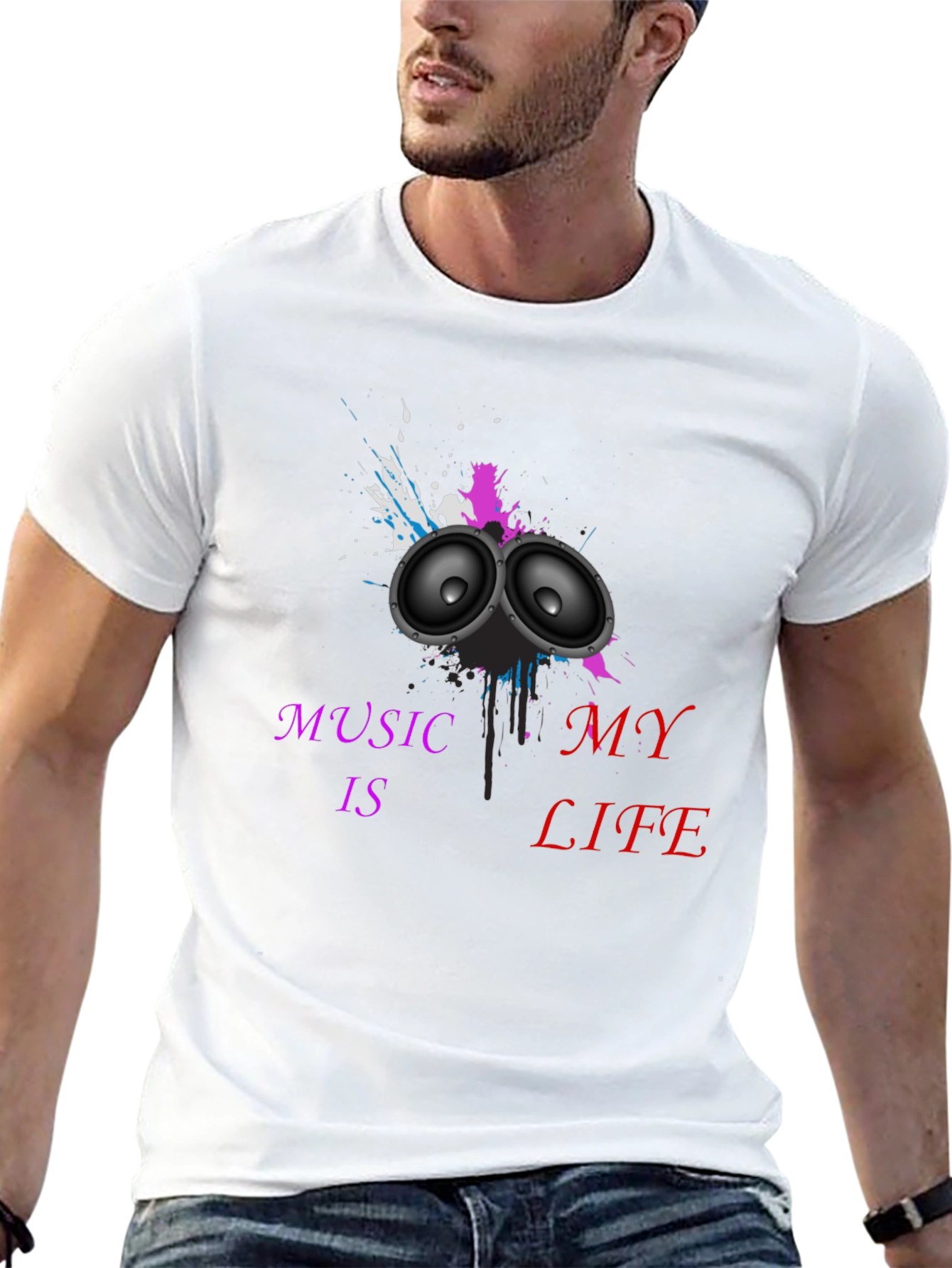 Music is My Life Black Graphic Tee