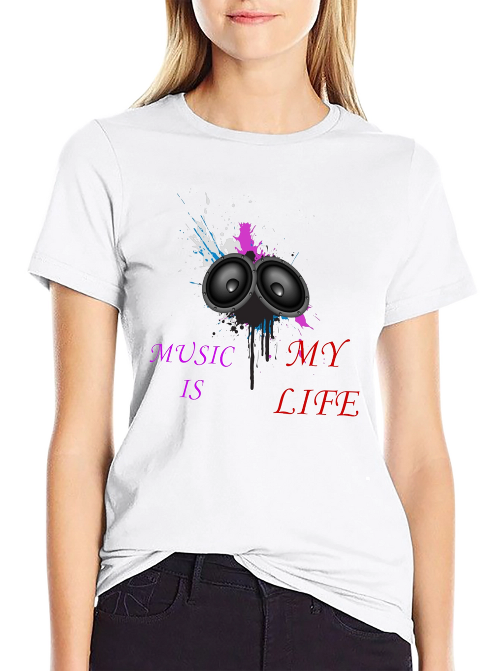Music is My Life Black Graphic Tee