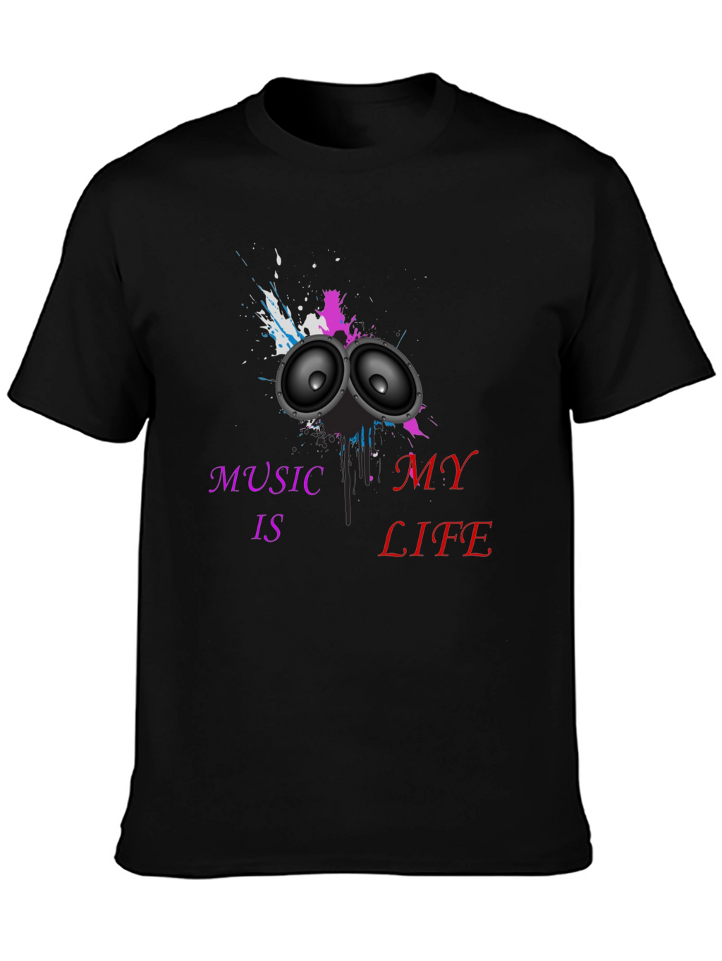 Music is My Life Black Graphic Tee