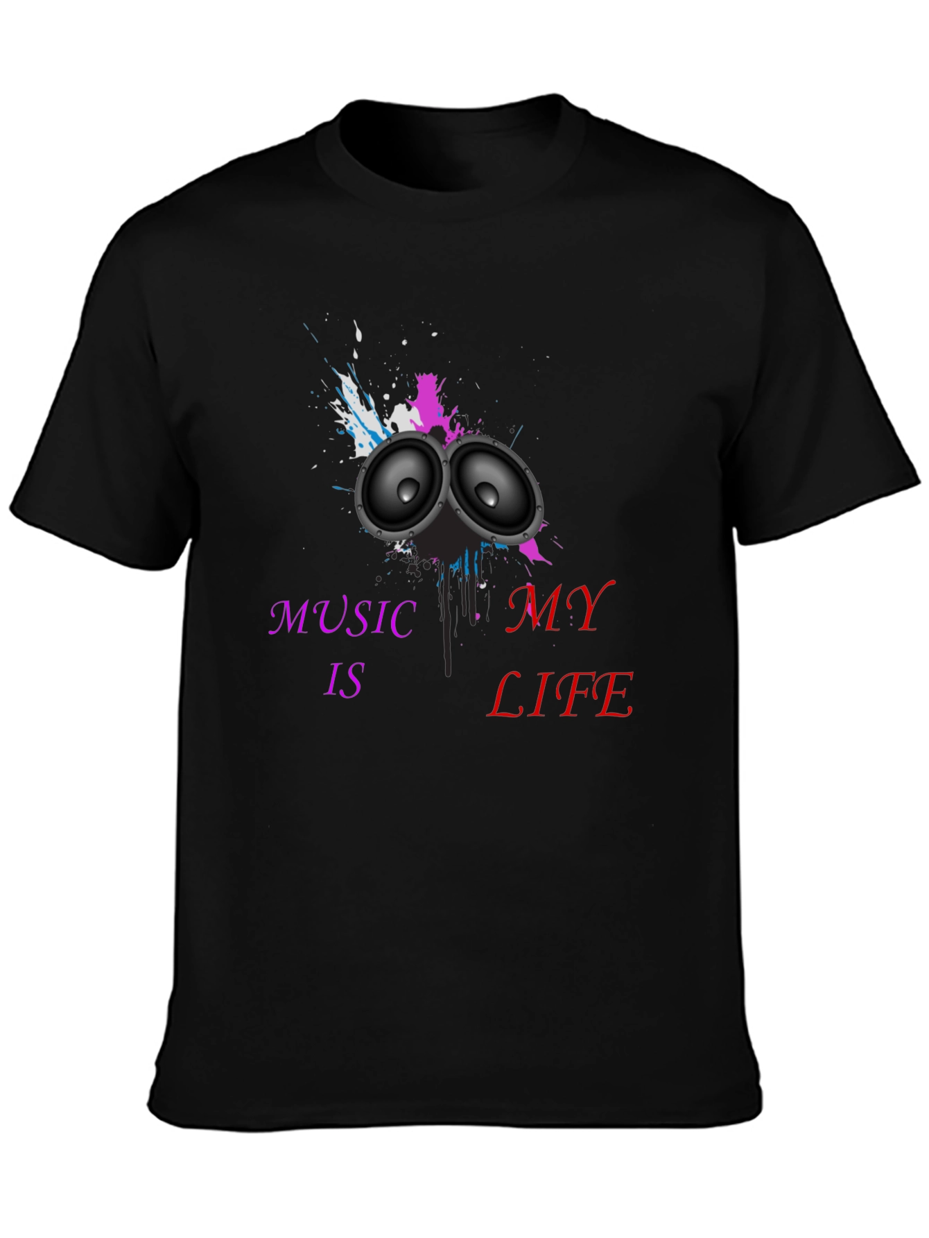 Music is My Life Black Graphic Tee