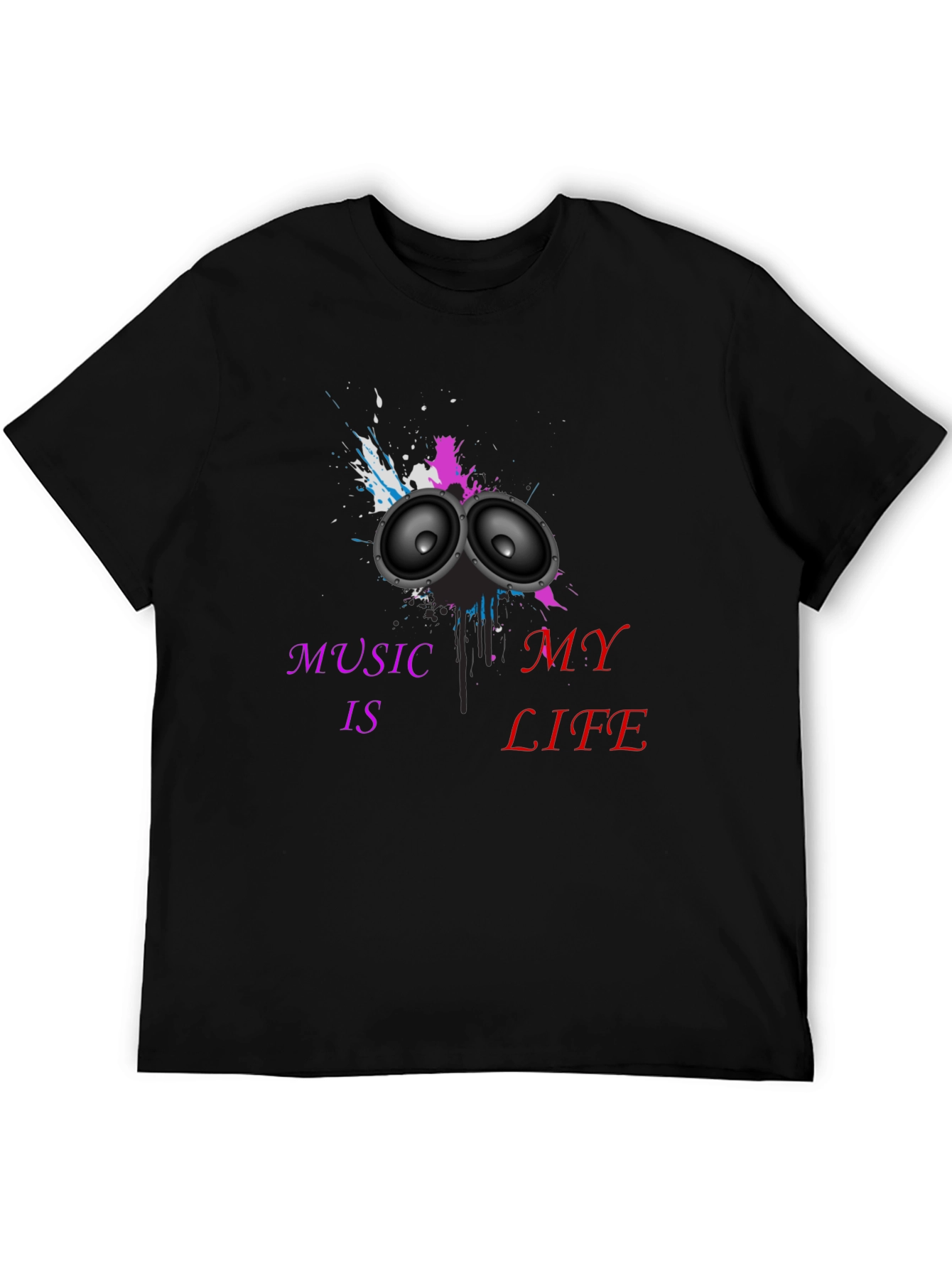 Music is My Life Black Graphic Tee