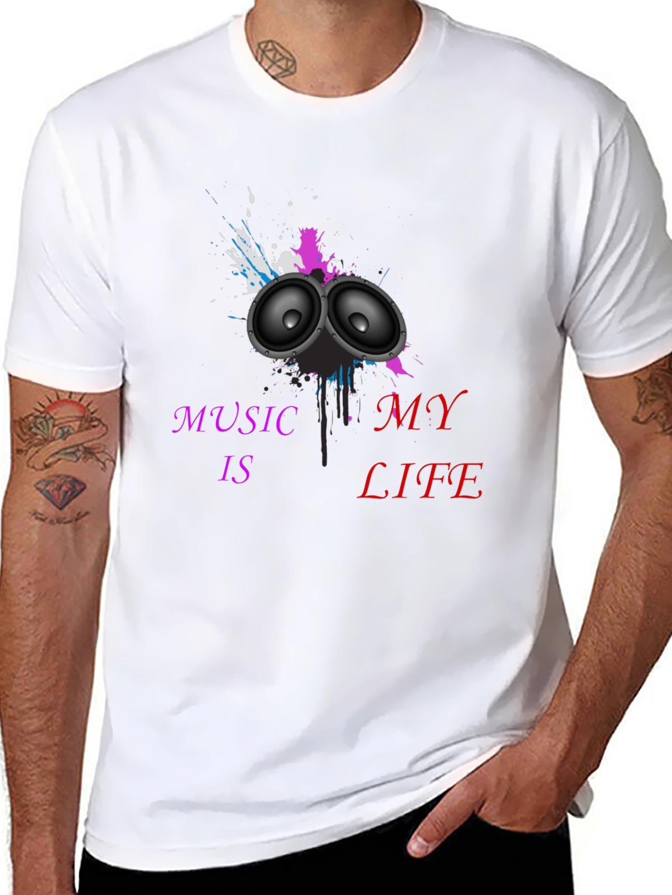 Music is My Life Black Graphic Tee