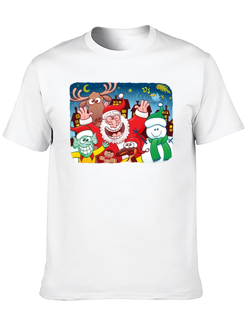 Cartoon Christmas Crew Black T-Shirt