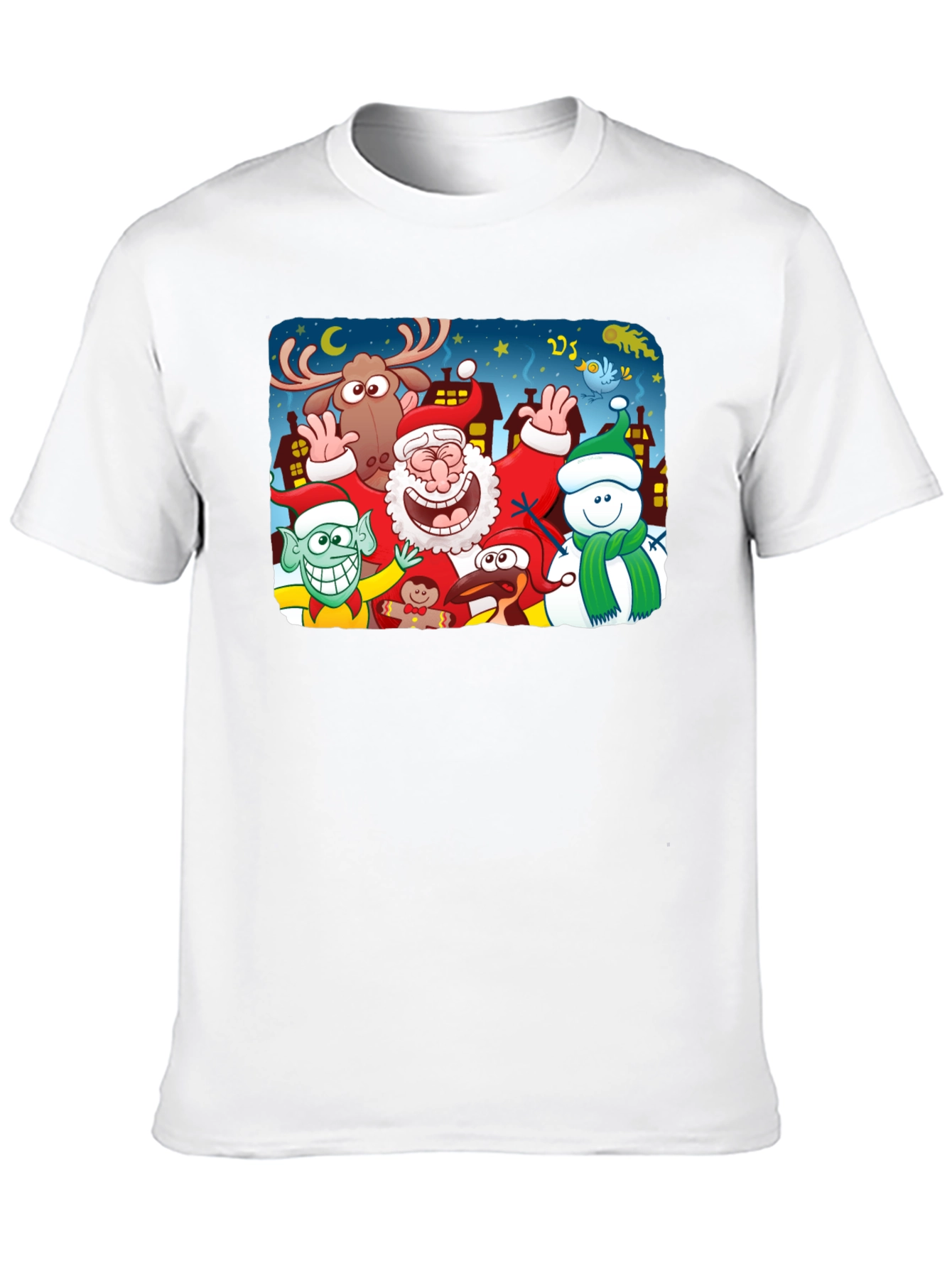 Cartoon Christmas Crew Black T-Shirt