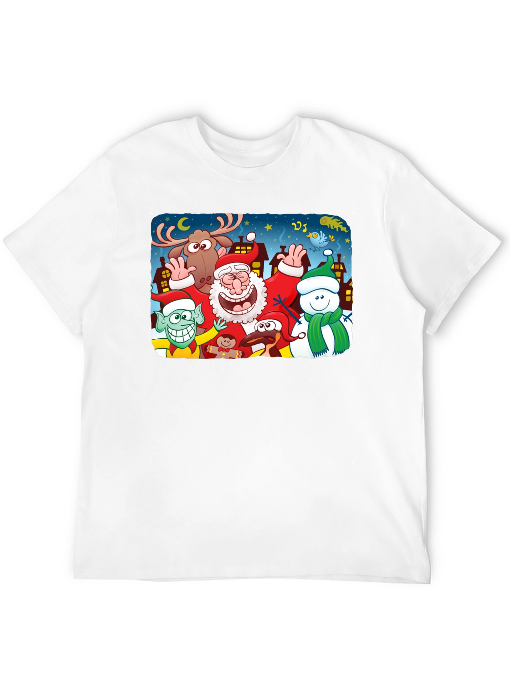 Cartoon Christmas Crew Black T-Shirt