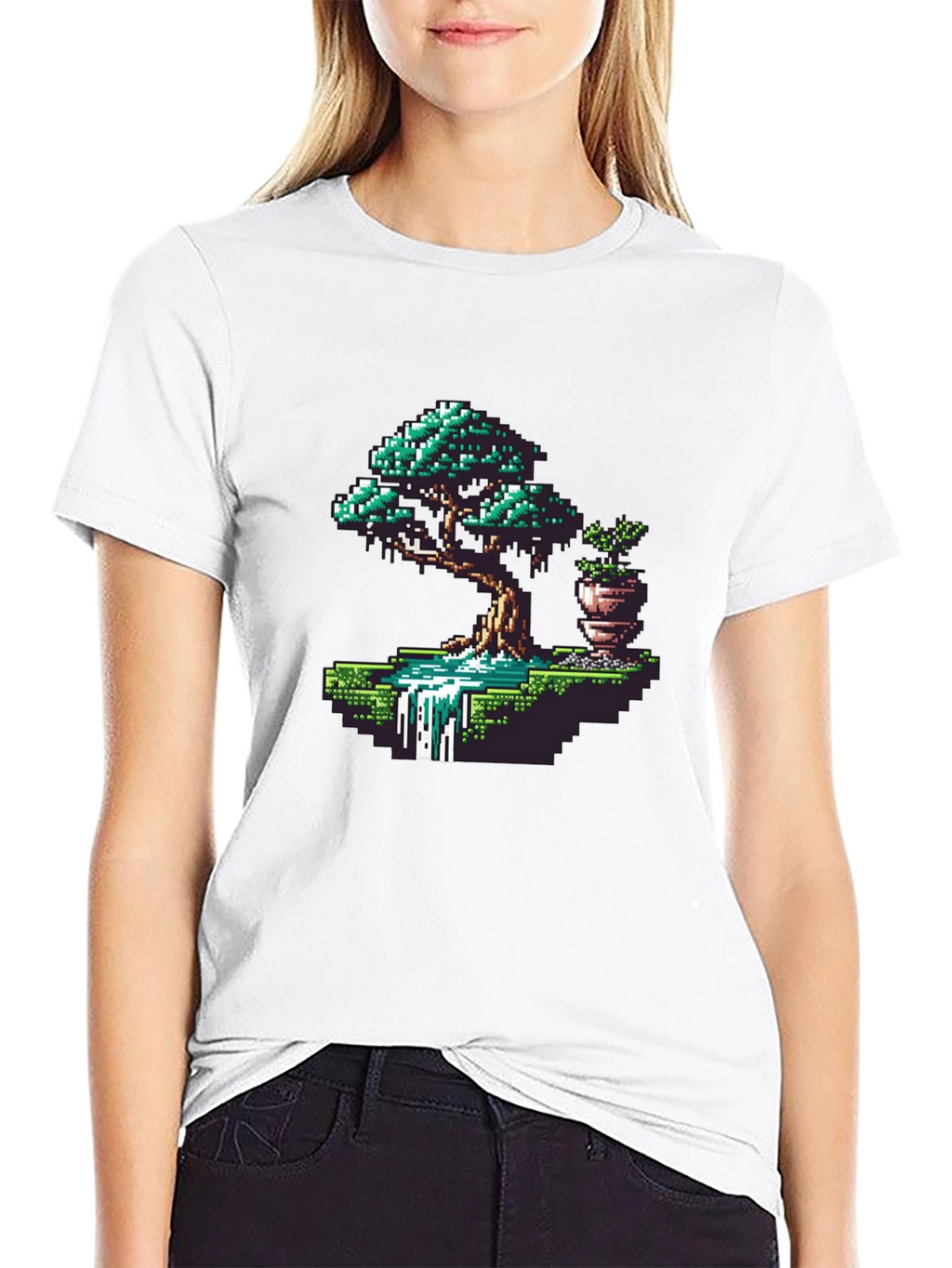 Pixel Art Bonsai Tree Graphic Tee