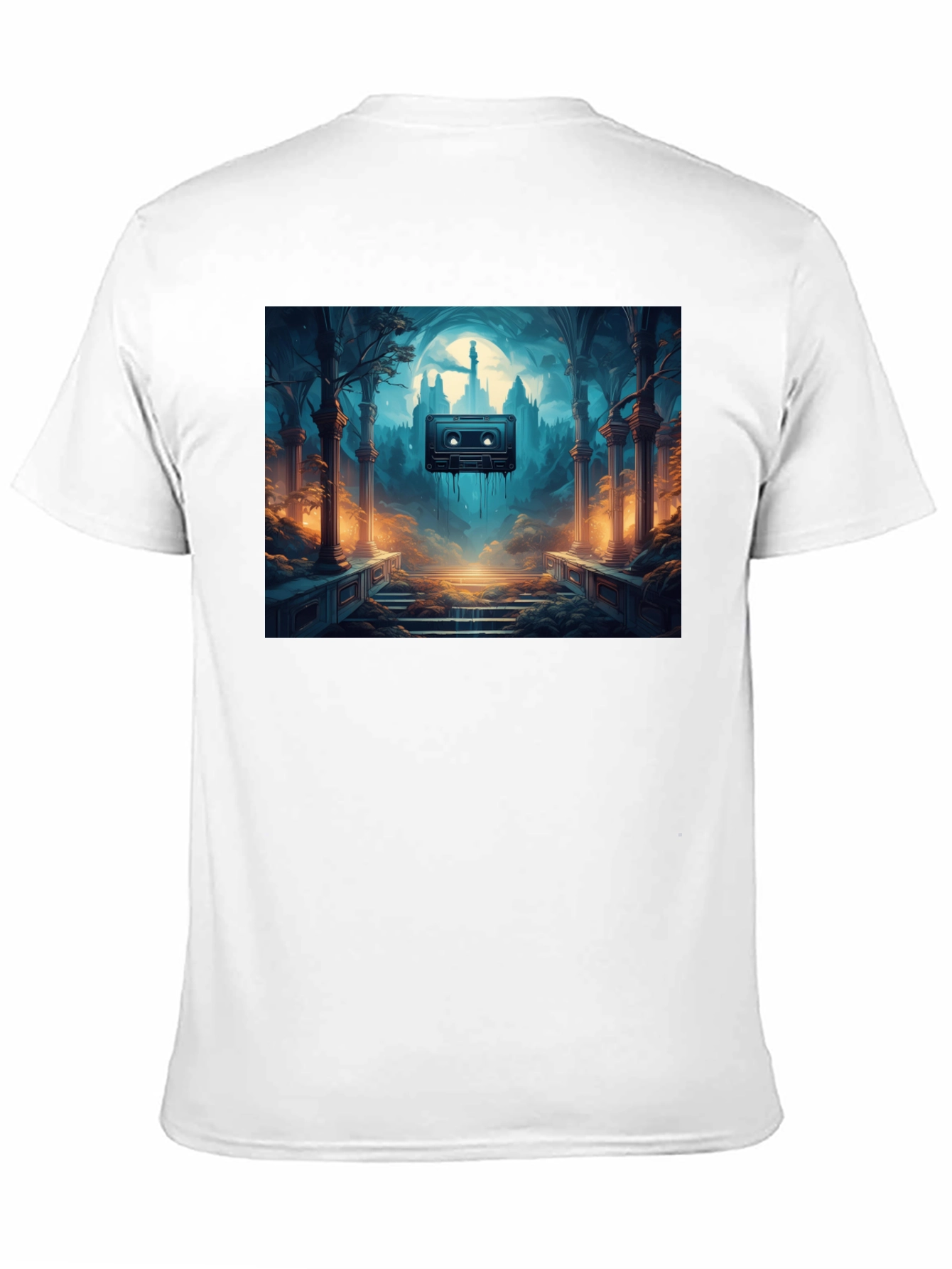 Melting Cassette Tape Graphic Black T-Shirt