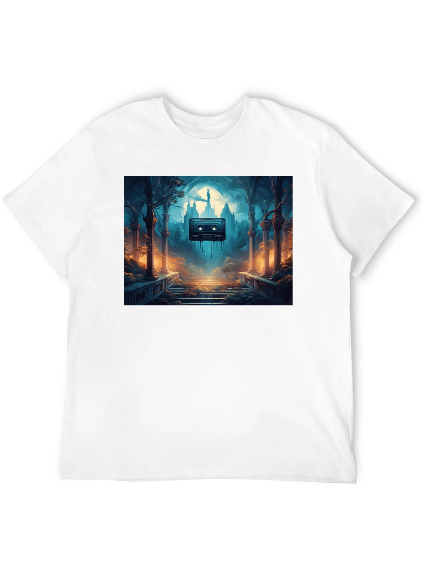 Melting Cassette Tape Graphic Black T-Shirt