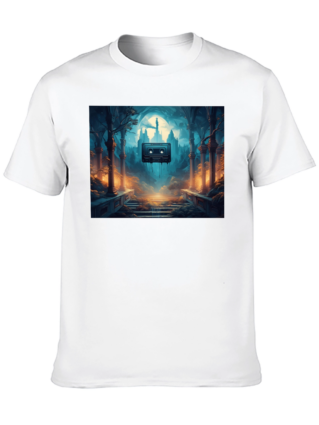 Melting Cassette Tape Graphic Black T-Shirt