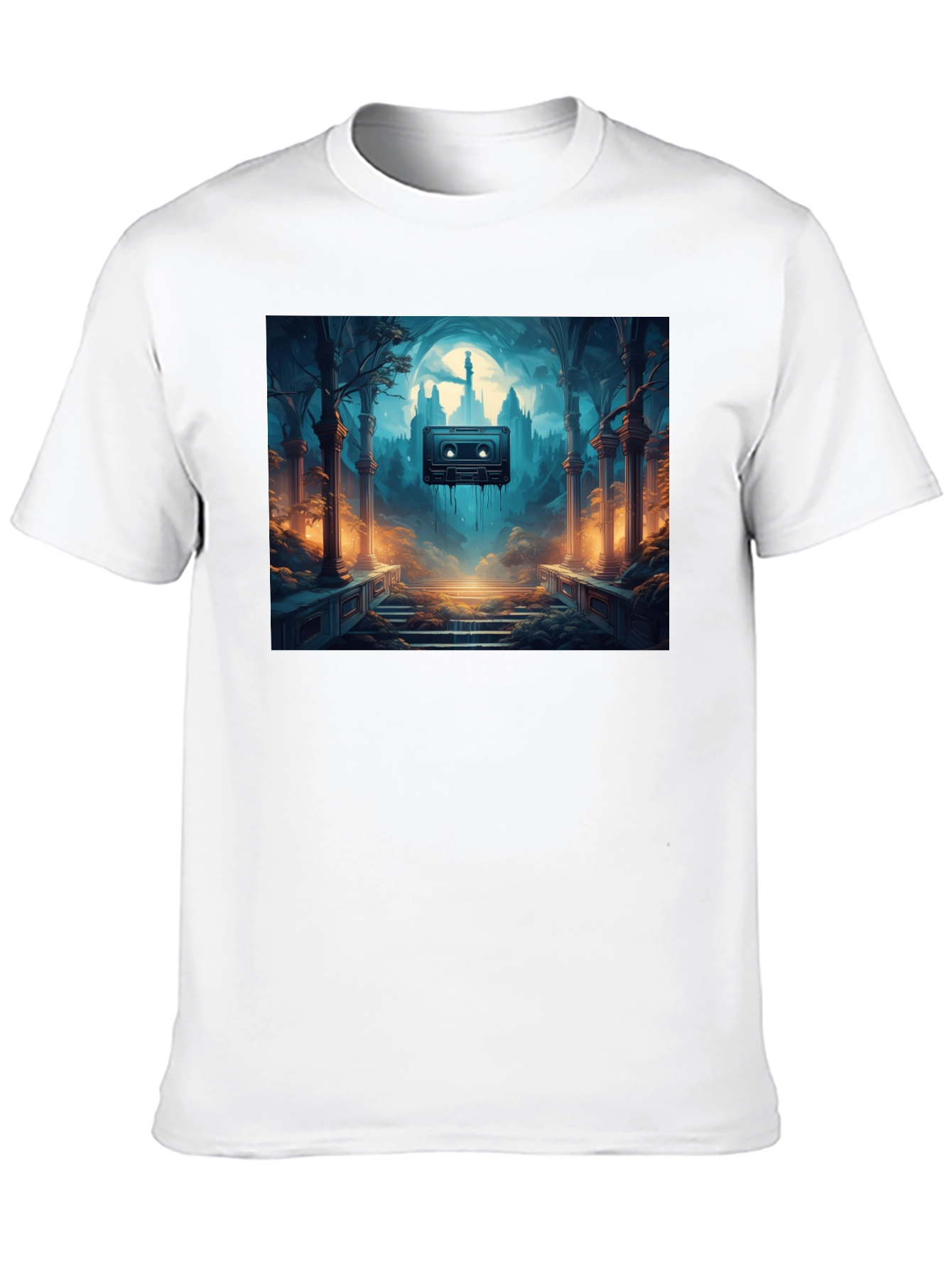 Melting Cassette Tape Graphic Black T-Shirt