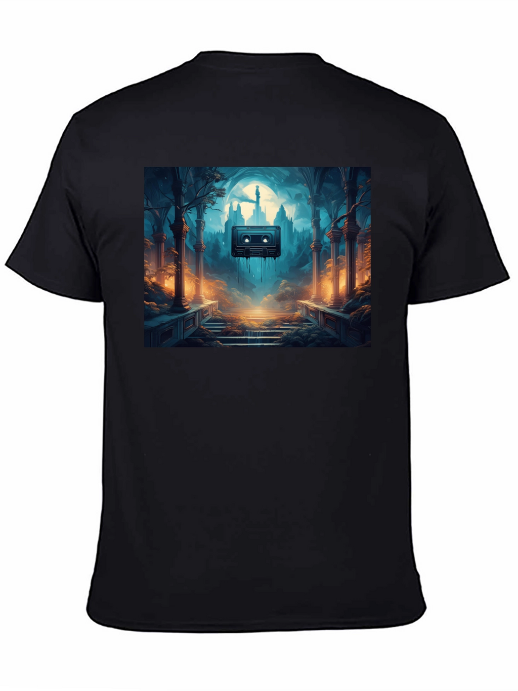 Melting Cassette Tape Graphic Black T-Shirt