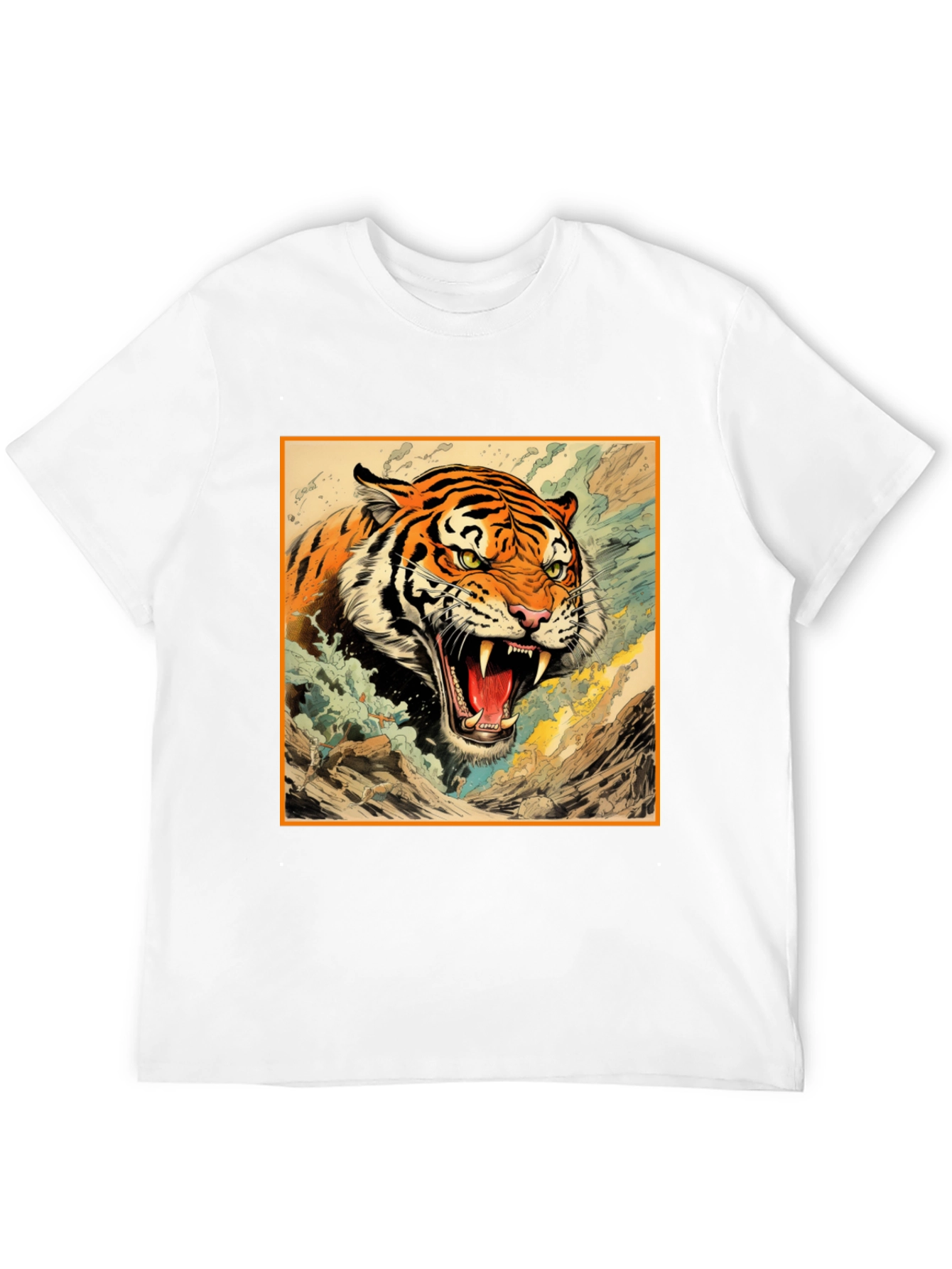 Tiger Graphic Tee - Black Cotton T-Shirt