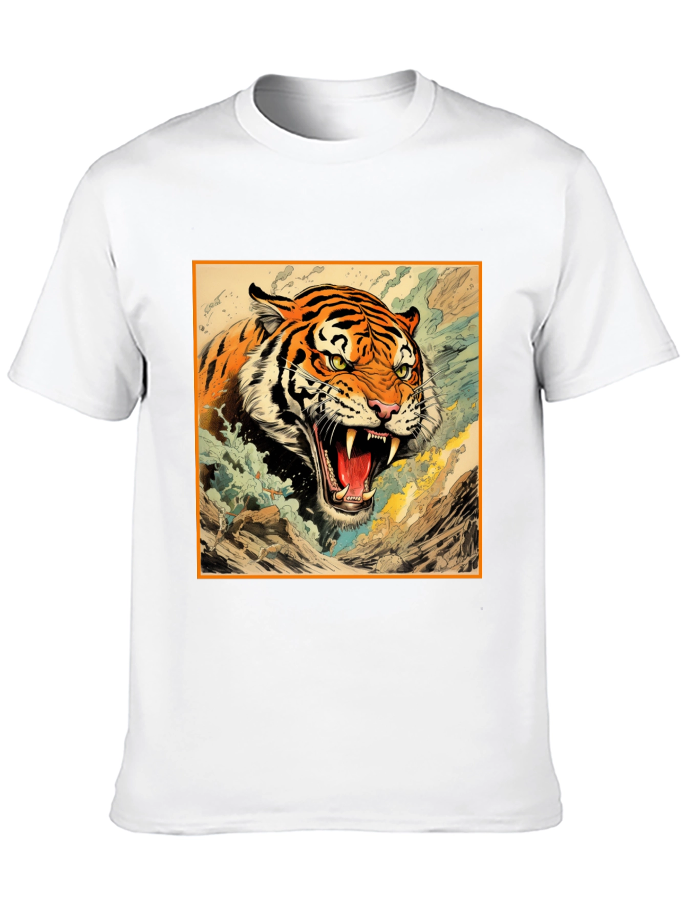 Tiger Graphic Tee - Black Cotton T-Shirt