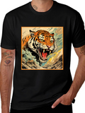 Tiger Graphic Tee - Black Cotton T-Shirt
