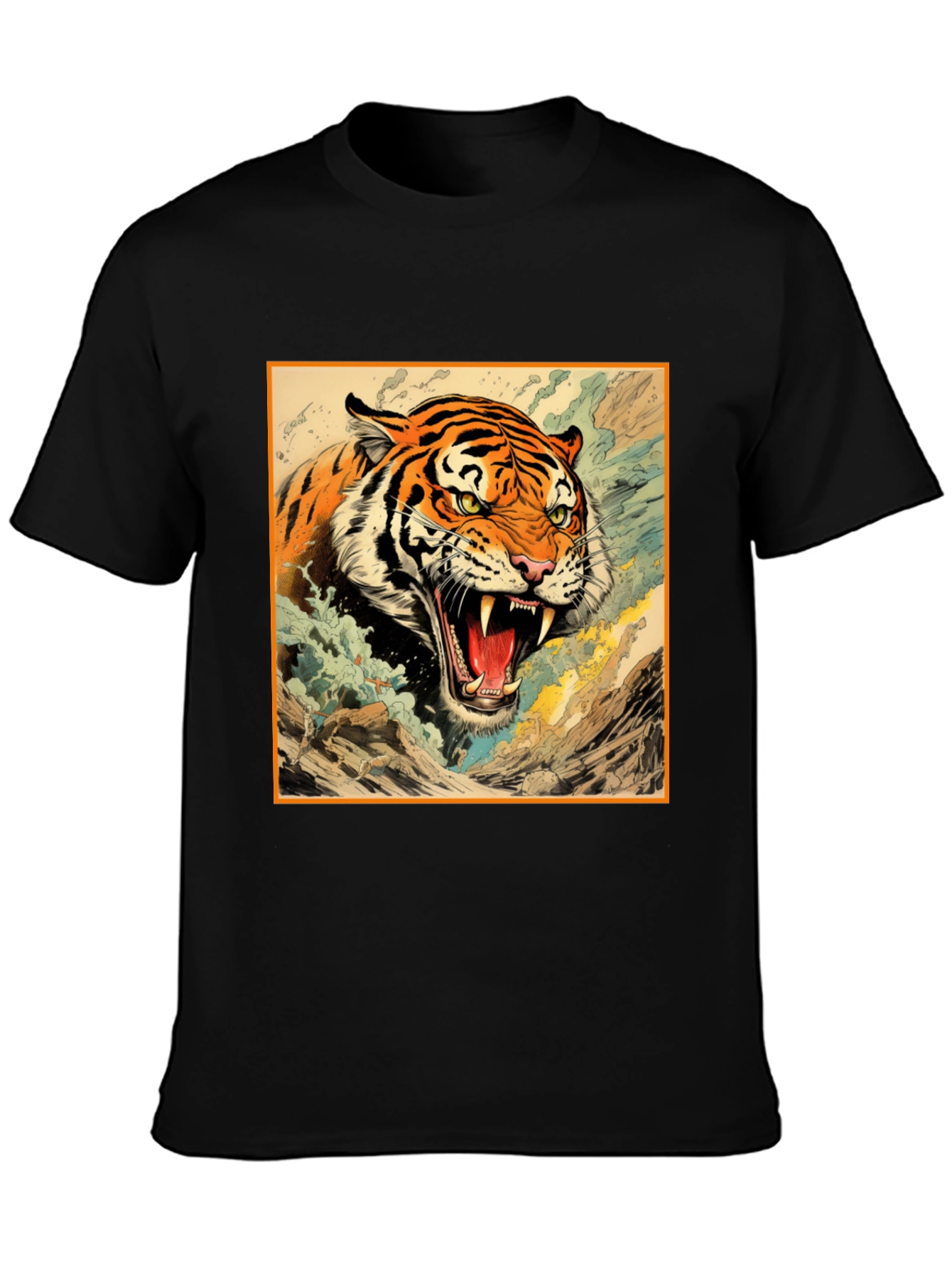 Tiger Graphic Tee - Black Cotton T-Shirt