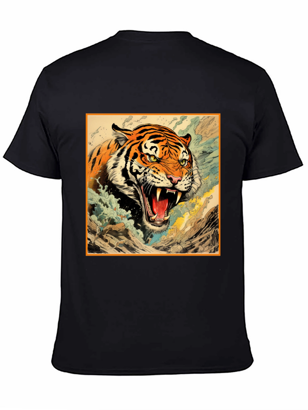 Tiger Graphic Tee - Black Cotton T-Shirt