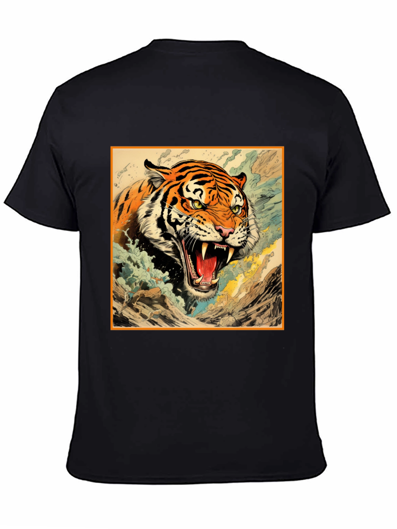 Tiger Graphic Tee - Black Cotton T-Shirt