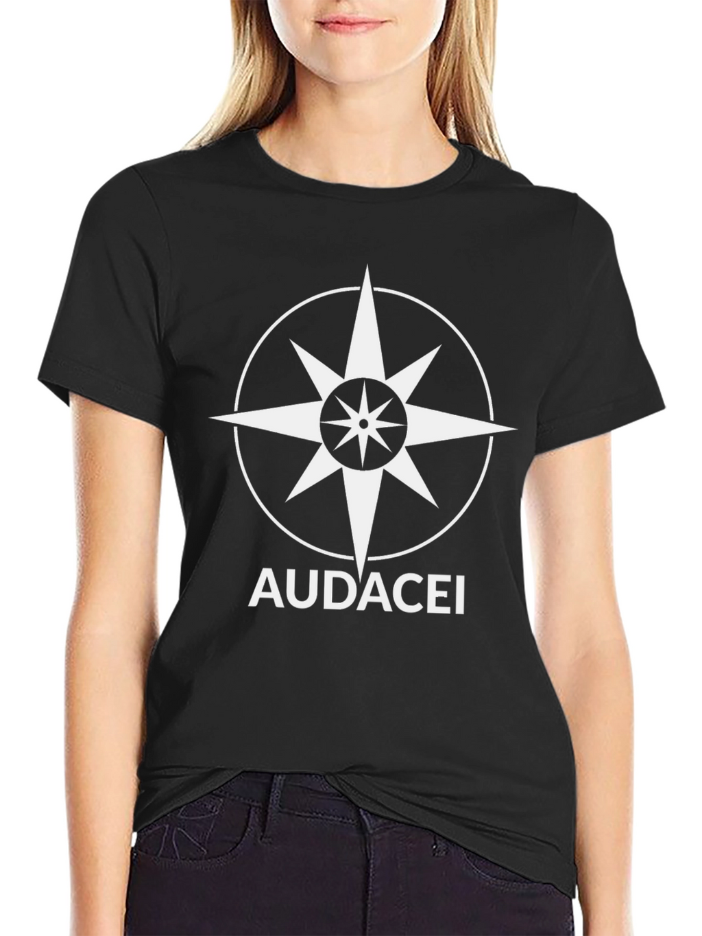 Audacei Compass Graphic T-Shirt - Stylish Black Tee