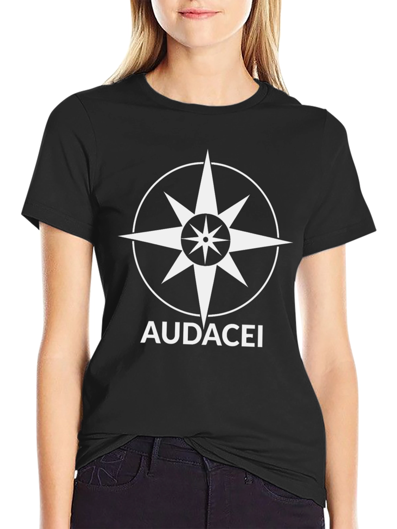 Audacei Compass Graphic T-Shirt - Stylish Black Tee