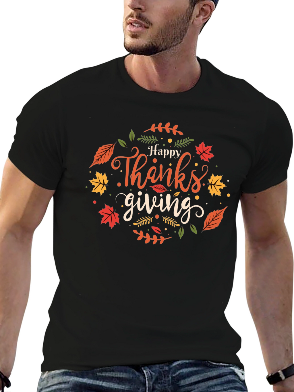 Happy Thanksgiving Black T-Shirt