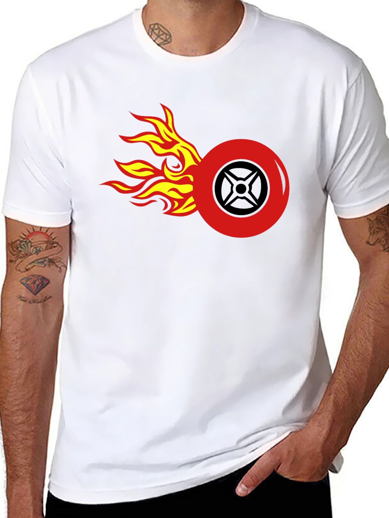 Flame Wheel Graphic Tee - Mens Black T-Shirt