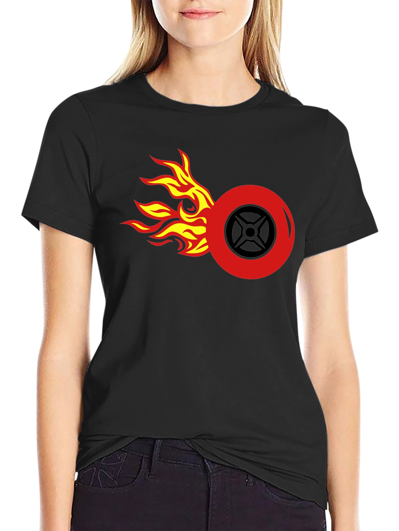 Flame Wheel Graphic Tee - Mens Black T-Shirt