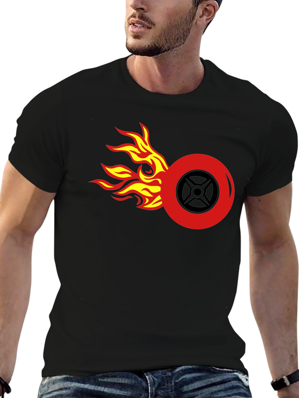 Flame Wheel Graphic Tee - Mens Black T-Shirt