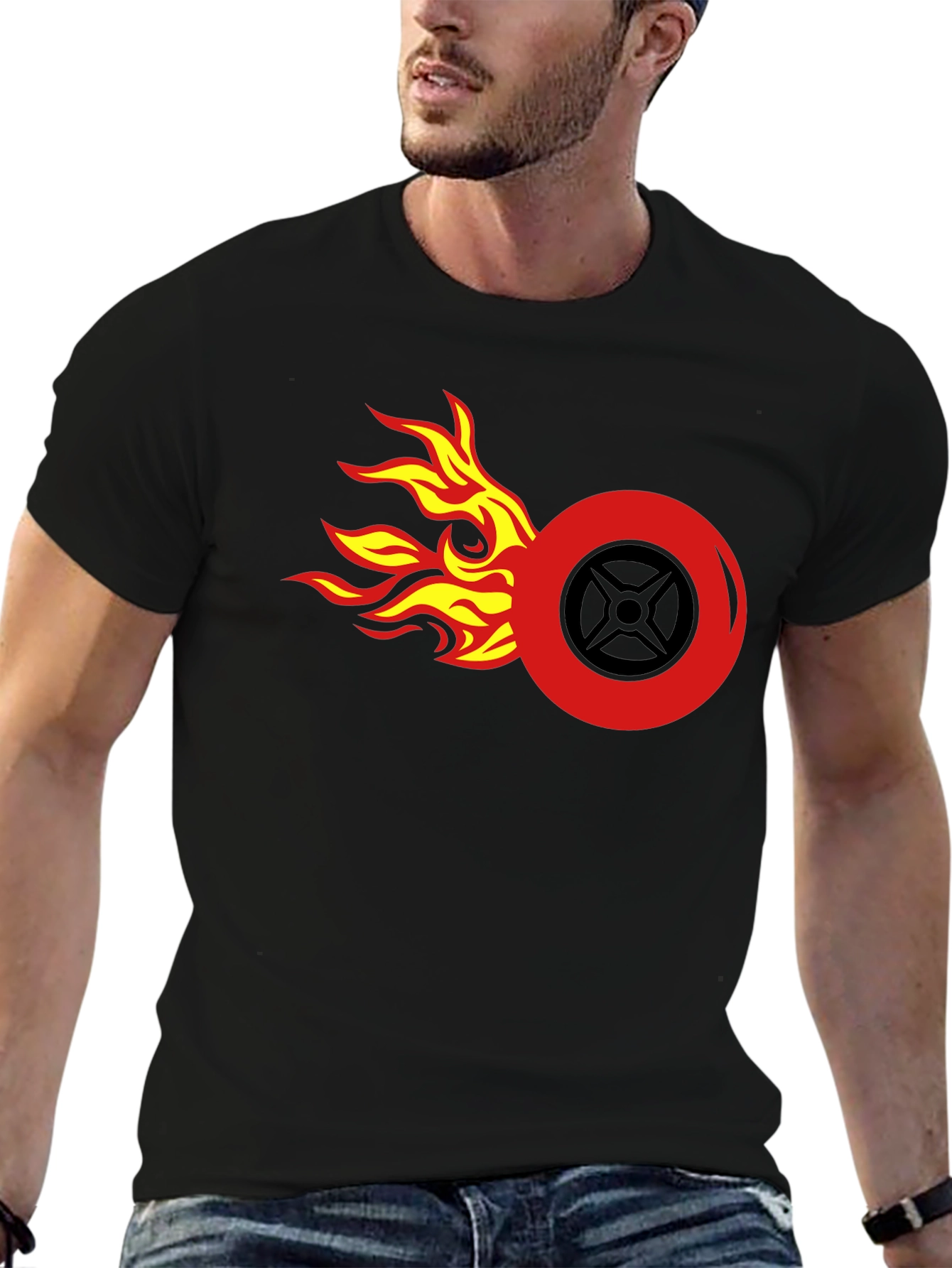 Flame Wheel Graphic Tee - Mens Black T-Shirt